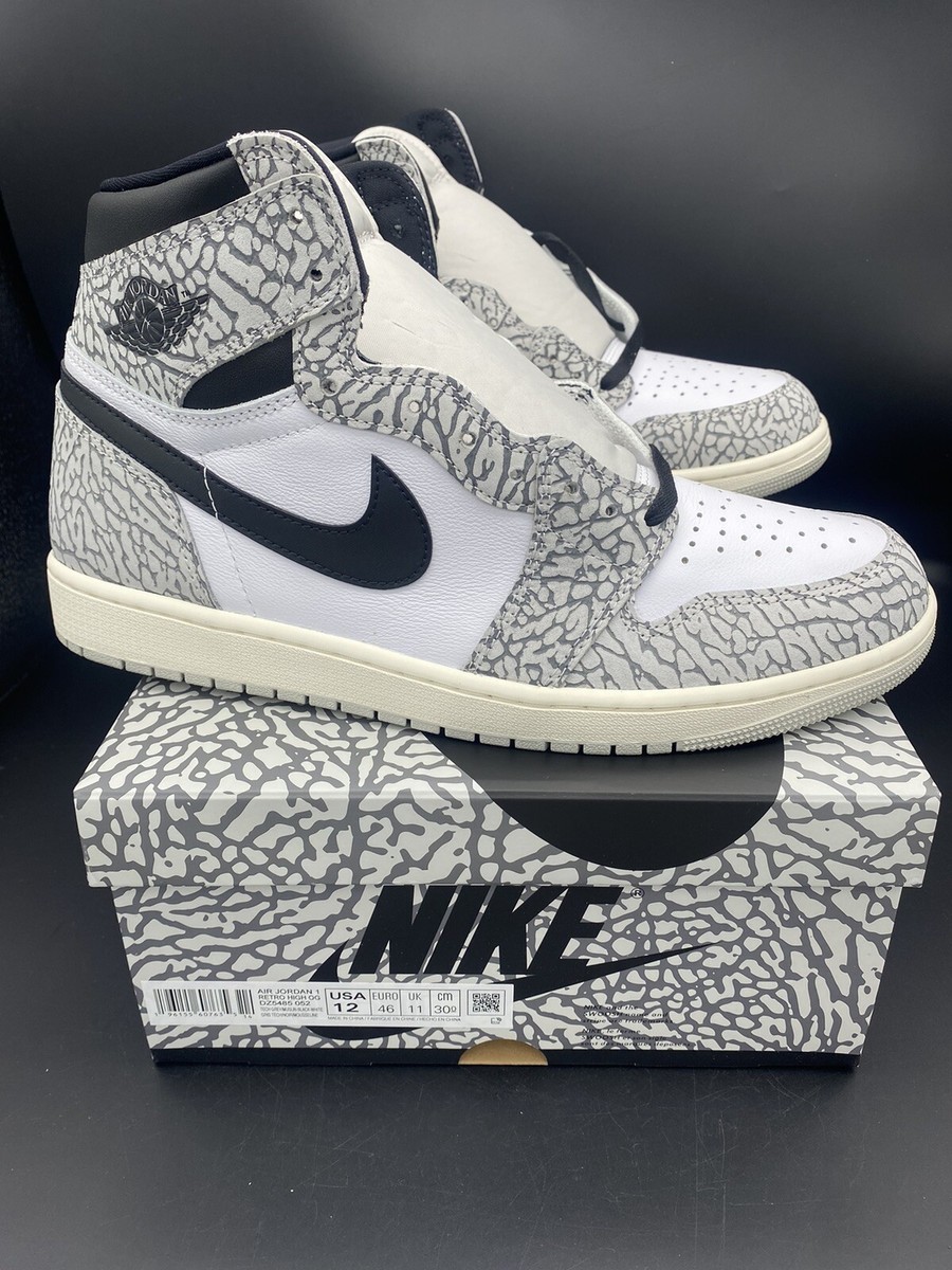 Size 12 - Jordan 1 Retro OG High White Cement | eBay
