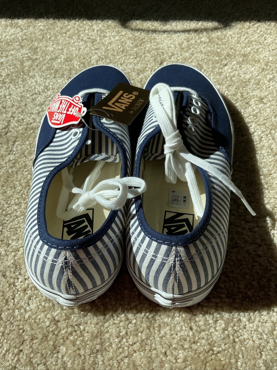 Vans x J. Crew Navy Blue Seersucker Stripe Sneakers Size 10 Steal Alert: Blue Suede J. Crew Vans Sneakers for $38.50 main image 4