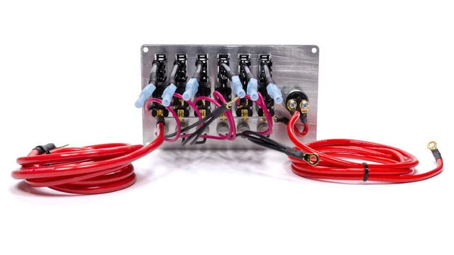 Panel de interruptor de encendido QuickCar placa negra 6 interruptores y 1 botón montaje en tablero iluminado Foto 3 de 4