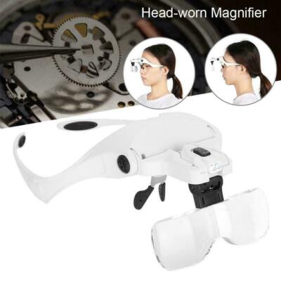LED Headband Magnifier Visor With Glass Lens - Hands-Free Lighted Loupe For Jewelry Making & Hobbies