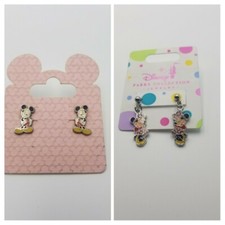 Lot Disney Mickey and Minnie Mouse Earrings 2 Pairs Dangle Stud Parks Enamel