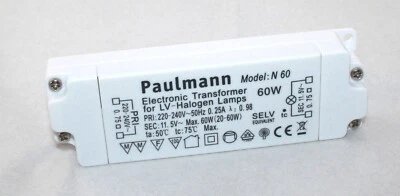 Paulmann N60 Trasformatore Elettronico 20-60W Alimentatore Lampade Alogene 11,5V (12)