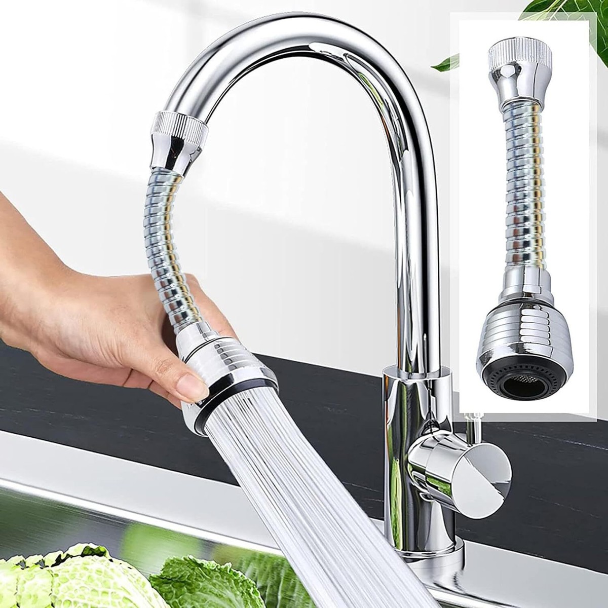 Kitchen Sink Faucet 360°Swivel Pull Out Water Tap Deck Mounted Cold Hot Mixer With Hose - Foto 8