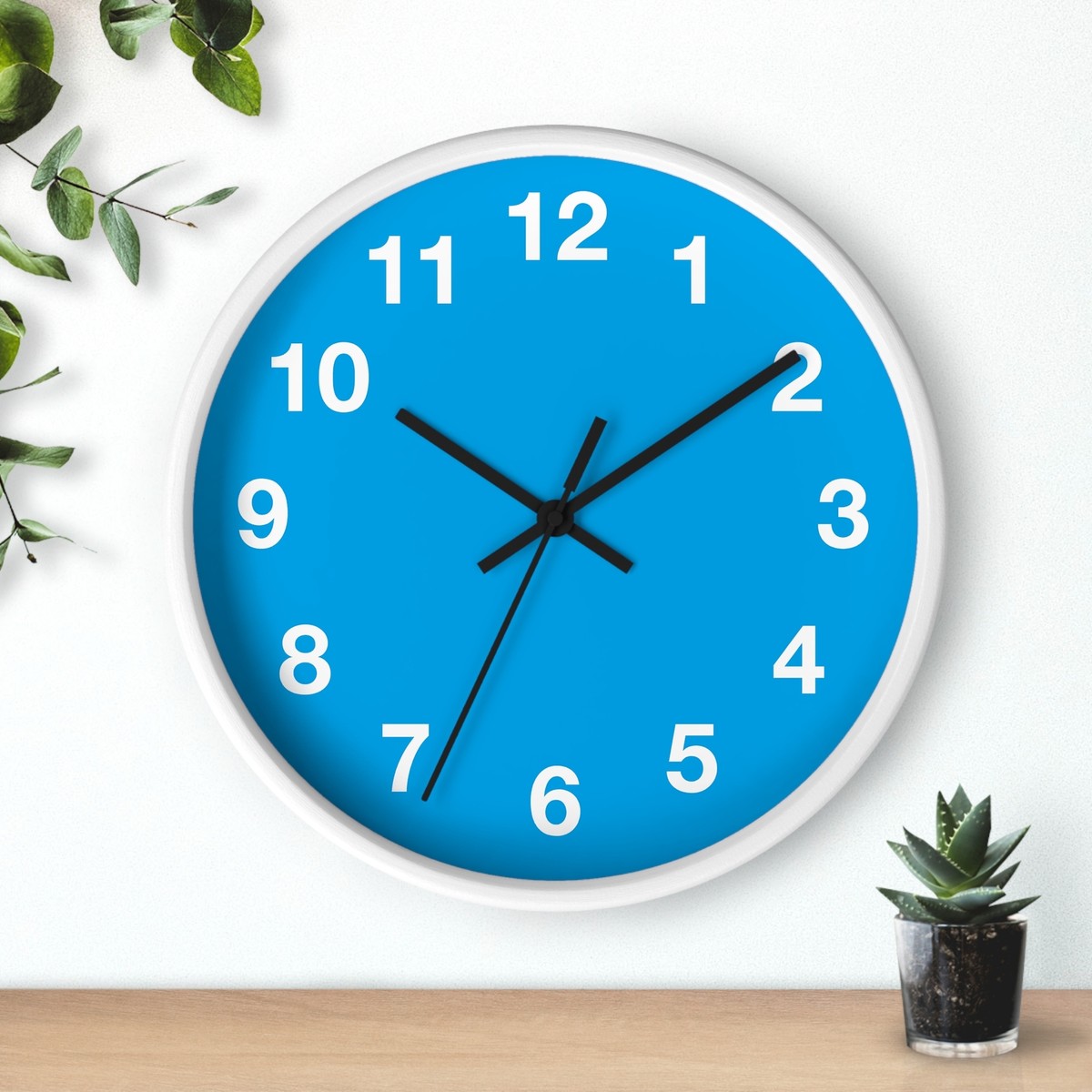Wall Clock - Blue Background with White Numbers | eBay