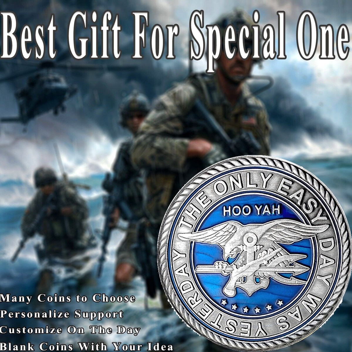 Navy Seal Coin Military Challenge Coin, The Only Easy Day, Navy