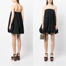 NWT ULLA JOHNSON Poplin Cotton Strapless Balloon Dress Black Sz 8