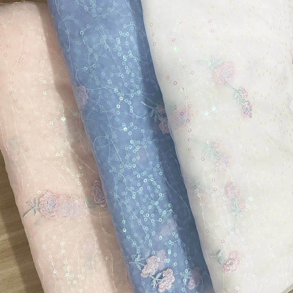 Pailletten Stickereien Mädchen Kleid Röcke Netz Kinder Bekleidung Stoff 1 M - Bild 4 von 4