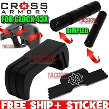 Cross Armory BLACK for Glock 43X DIMPLE Pins Extended Magazine Catch Slide Lock