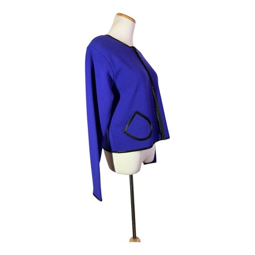 Vintage Doncaster Size M Violet Boiled Wool Jacket Full Zip Satin Trim - Picture 12 of 14