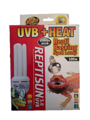Zoo Med UVB + Heat Combo Pack - Reptisun 5.0 UVB Lamp/Repti Basking Spot Lamp
