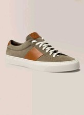 Good Man Brand Legacy Lo Top Midtown Stripe Sneakers Army Vachetta Suede Mens 15