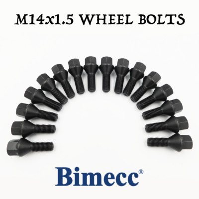 M14x1,5, R13 27mm Radschrauben (Bimecc) schwarz x 16 für Audi E-Tron, Allroad