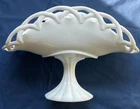 Vintage Milk Glass Banana Fruit Bowl on Pedestal Stand