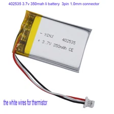 3.7V 350mAh 1.29Wh NTC Thermistor 3 Wires Li Battery 402535 JST-SH 1.0mm Plug