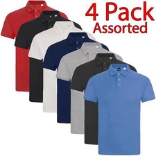 4 Pack Mens Polo Shirt Plain T shirts Short Sleeve Work Collared Casual S-2XL