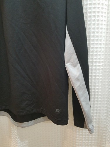 Fila Mens Pullover Lightweight Sweater Quarter Zip Size Medium Black White Trim - Picture 5 of 7
