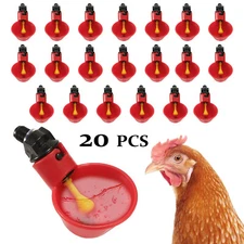 20Pcs Poultry Water Drinking Cups Chicken Hen Plastic Automatic Drinker Feeder