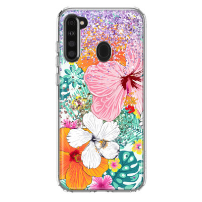 For Samsung Galaxy A21 Shockproof Case Hawaiian Vibes Flowers Floral