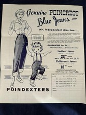 Unused Order Blank for Poincrest Blue Jeans Poindexters Vintage 1950's  1960's