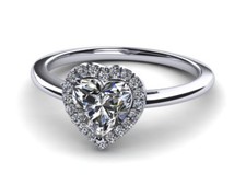 1ct Heart Cut VVS1 Simulated Diamond Solitaire Ring Love 14k White Gold Plated