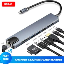 8-in-1 USB-C 4K HDMI Hub/Adapter 100W Laptop Power HDMI/RJ45 Ethernet/PD Charger