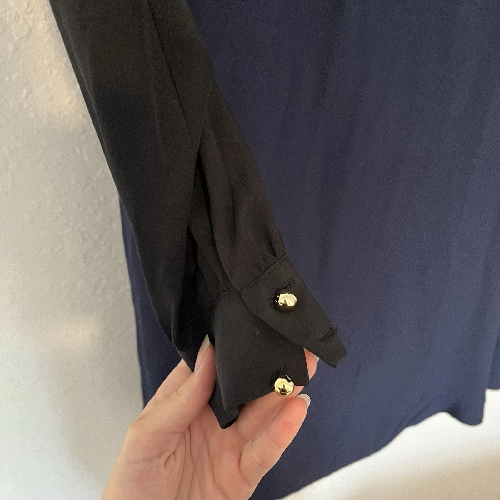 Abito Kate Spade manica lunga color block seta blu e nero donna 8
