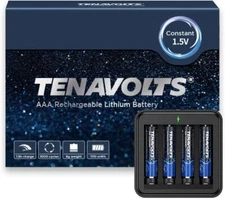 TENAVOLTS 1.5V AAA Lithium Rechargeable Battery 1.8h Fast Charge, USB Charger