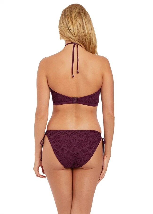 NEW Freya Sundance Underwired Padded Hi Neck Crop Bikini Top ONLY Black Cherry - Image 2 of 2