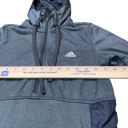 Adidas 1/4 Zip Hooded Pullover Sweater BP6920 Grey Women Small *Minor Hole* - Picture 6 of 14