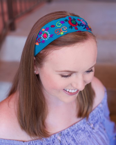 Button Embroidered Headband Hand Made in Guatemala - Picture 2 of 5