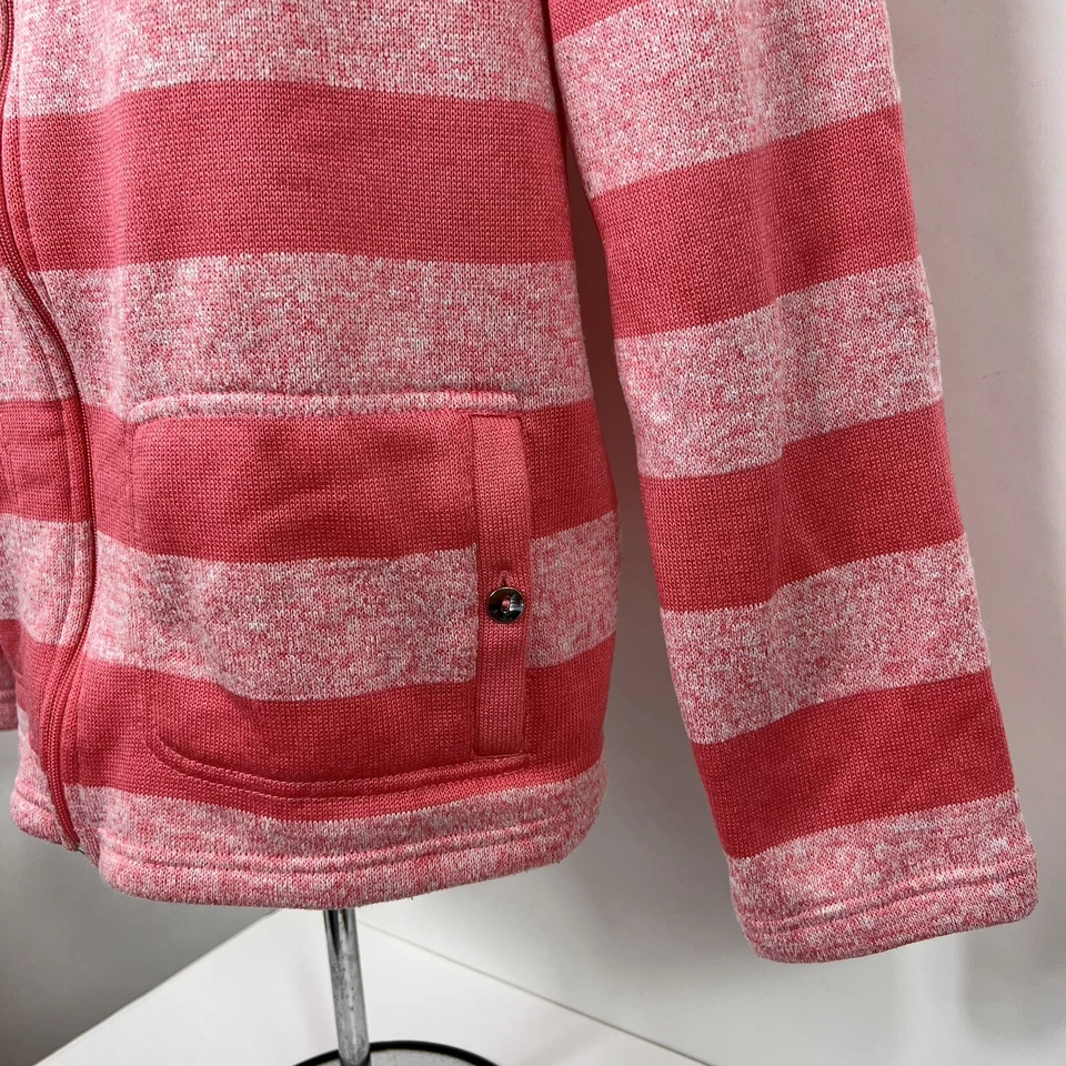 Croft & Barrow Jacket Women's Large Full Zip Pink Striped Long Sleeve Pockets - Image 4 of 4