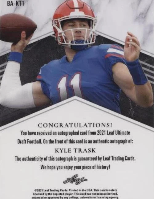 2021 Leaf Ultimate Draft Kyle Trask #BA-KT1