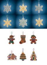 Mill Hill BEADED HOLIDAY Counted Cross Stitch Kits SNOWFLAKES and GINGERBREAD
