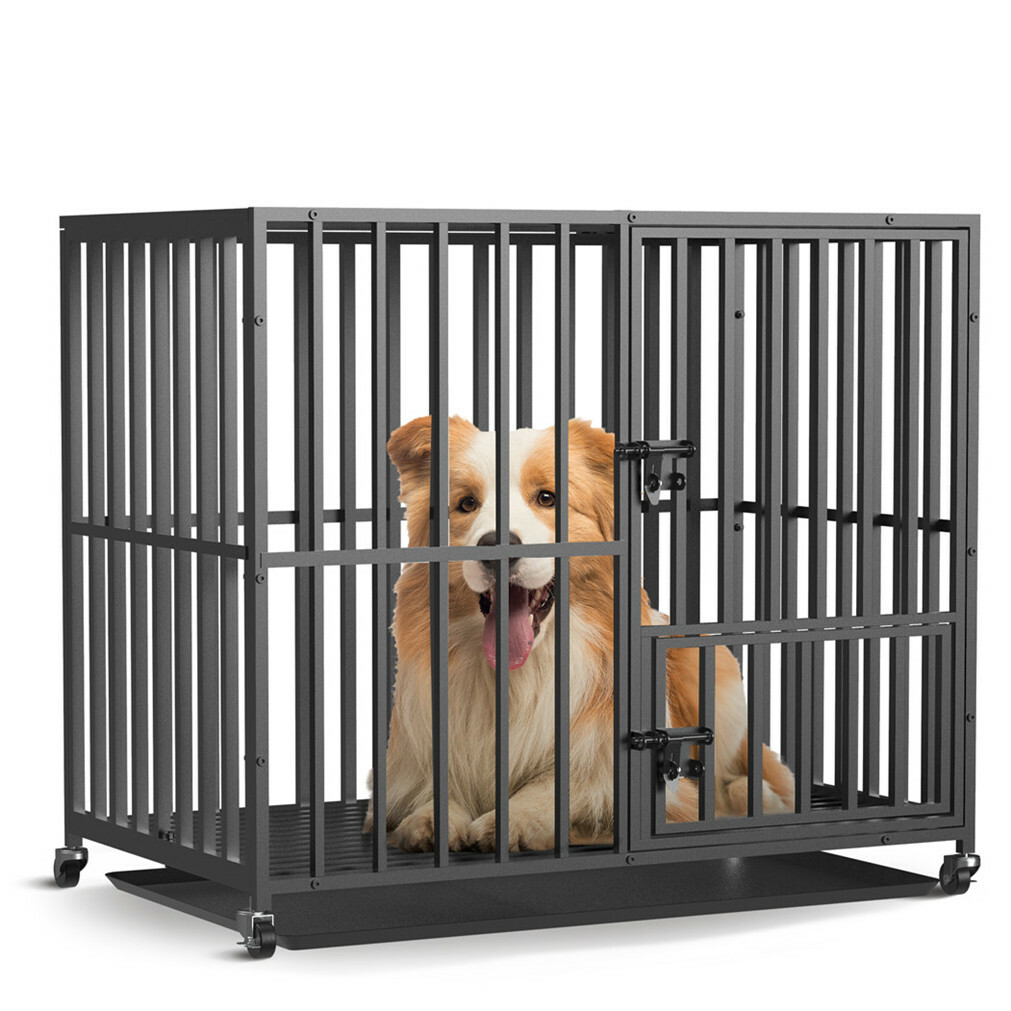 Heavyduty In/Outdoor Large Steel Dog Crate Cage Pet Kennel House with