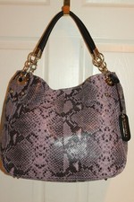 Cynthia Rowley Purple Snakeskin Leather Shoulder Tote Hobo Bag