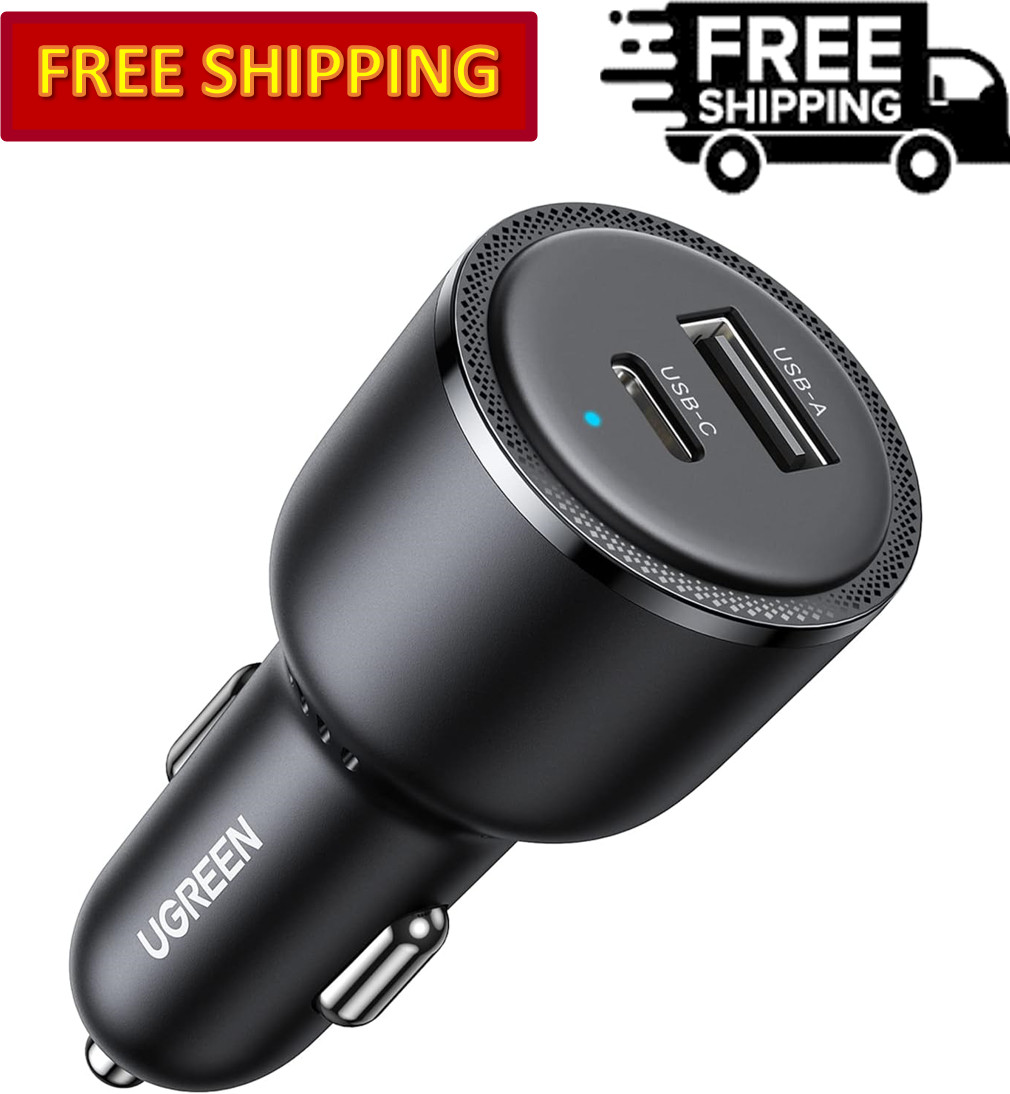 UGREEN 63W USB C Car Charger, PPS 45W Super Fast Charging 2.0 + 18W QC Type C