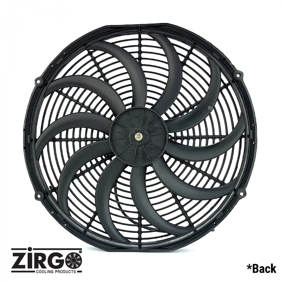 16" Black Zirgo 3000 fCFM High Torque S-Curved Blade Performance Cooling Fan DC - Image 3 of 4