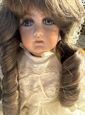 17  German Bisque Head Leather Body Blue Eyed Doll