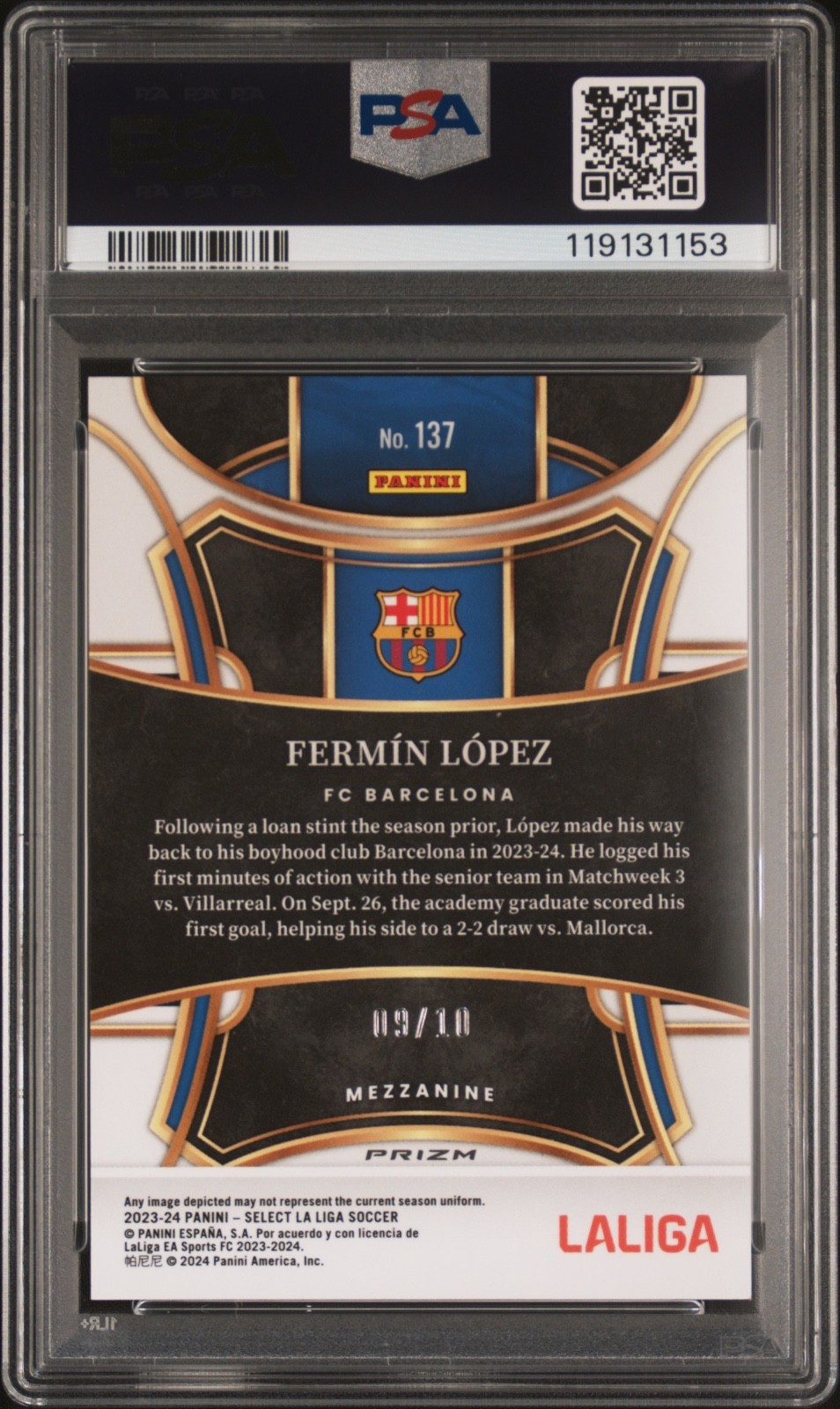 2023-24 Select Fifa Fermin Lopez Gold Mojo /10 view 2
