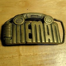 Vintage Solid Brass Lineman Trade Belt Buckle Baron c1981 Telephone Electrician