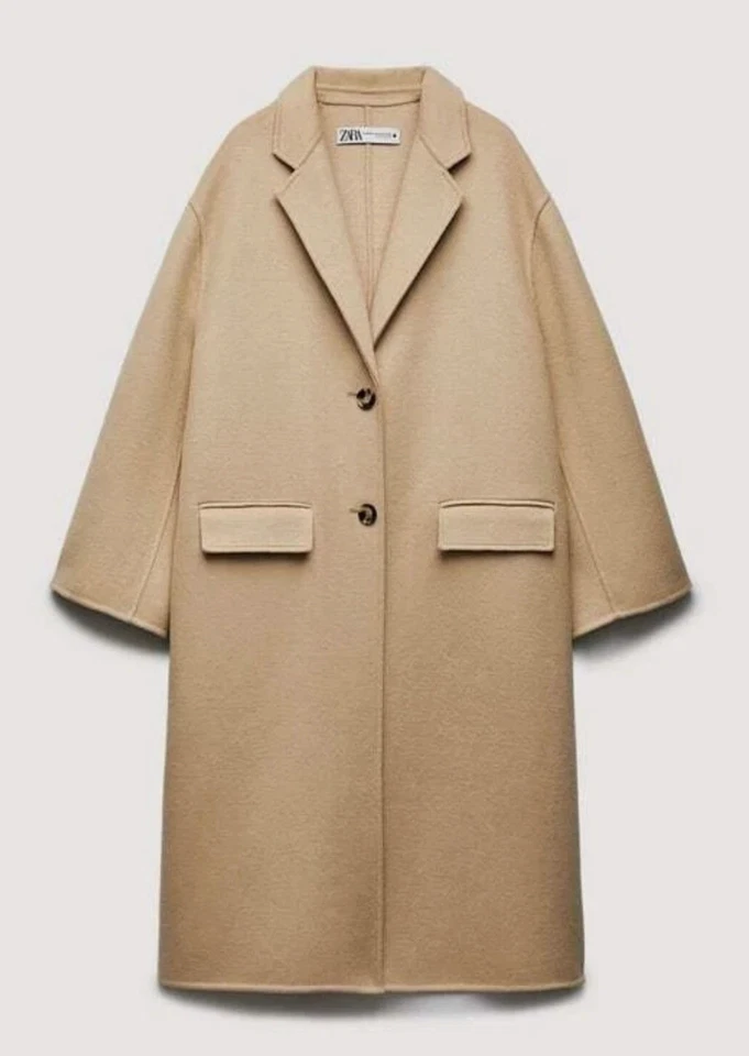 Zara ZW Collection Double-Faced Wool Blend Coat Camel SIZE M-L 7522/247 New - Image 4 of 4