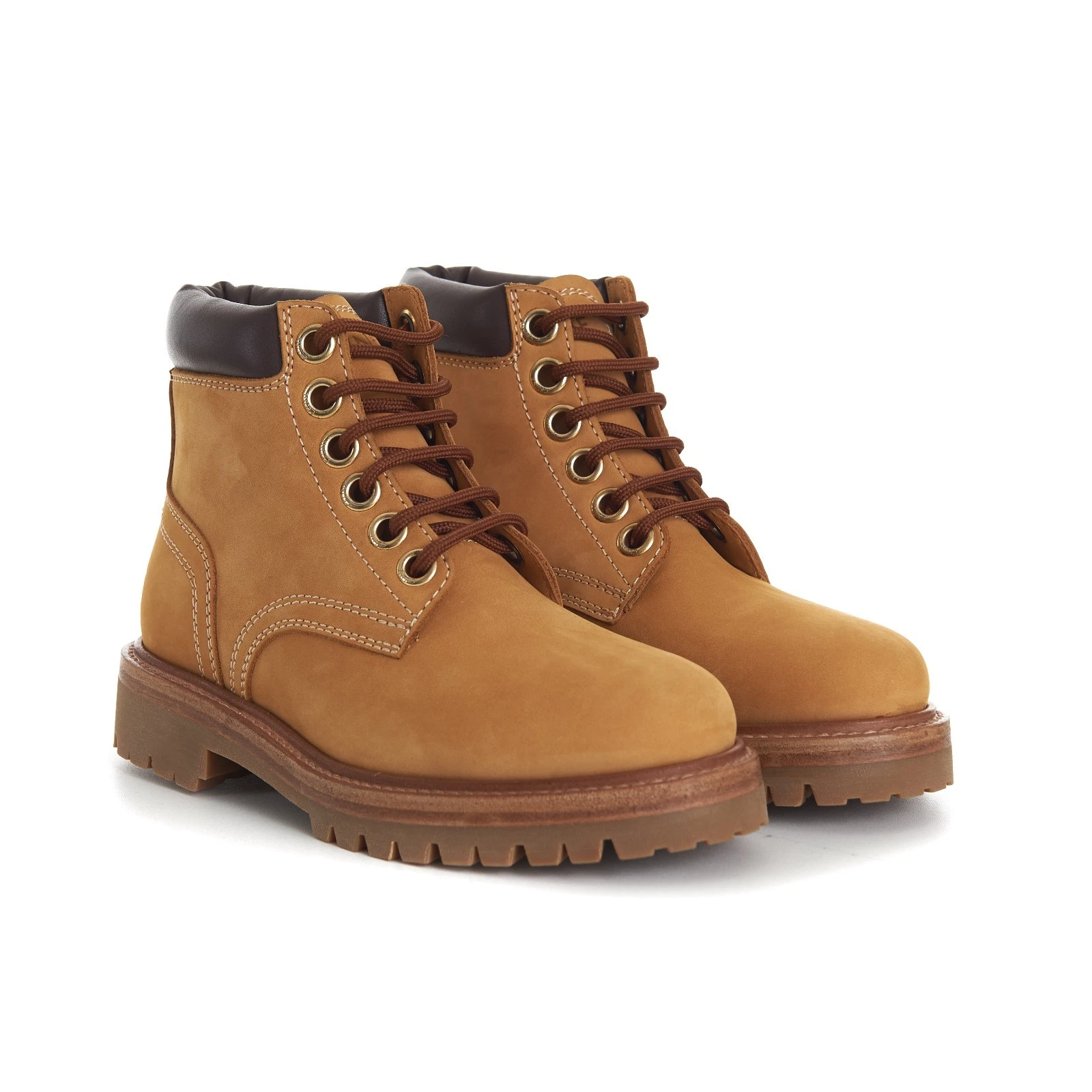 Celine — CELINE 920$ KURT Light Tan Lace-Up Ankle Boot - Nubuck Calfskin Leather