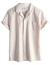 Boys Button Down Shirt Short Sleeve Casual Hawaiian Shirt 9-10 Years Khaki