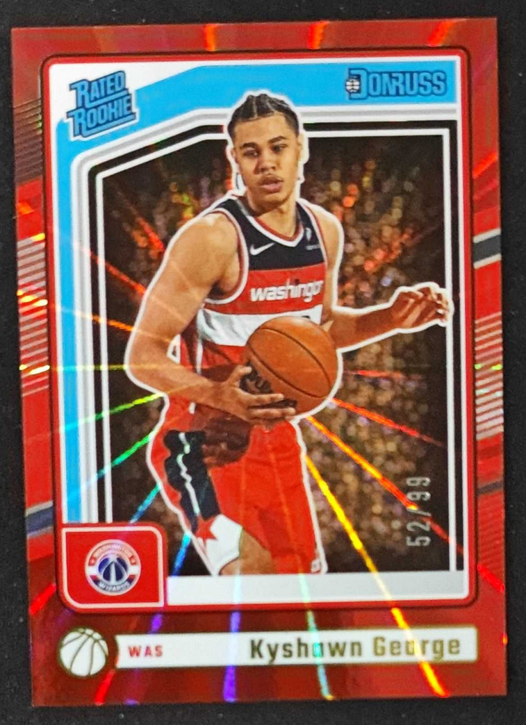 Kyshawn George 2024-25 Panini Donruss 52/99 Red Laser Rated Rookie Wizards #225