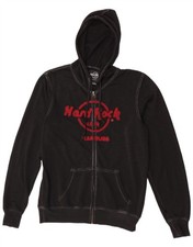 Felpa con cappuccio e zip grafica Hard Rock Cafe uomo Amburgo media nera cotone BJ24