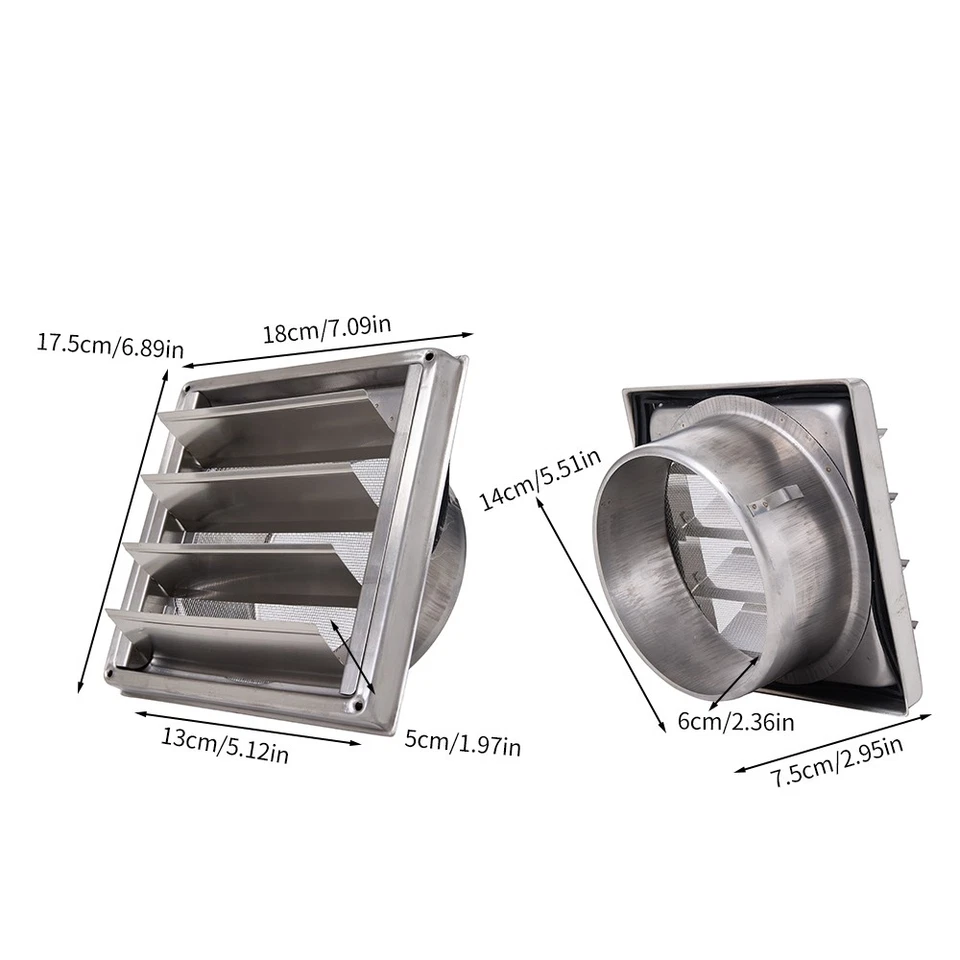 100-150mm Stainless Steel Wall Air Vent Cover Extractor Fan Vent Exhaust Grille