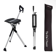 STEP2GOLD Ta-Da Chair Series 2 Portable Walking Stick | MEDIUM 34.2" | BLACK