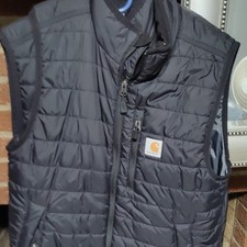 Carhartt Black Quilted Nylon Zip Front Work Vest Unisex Size M