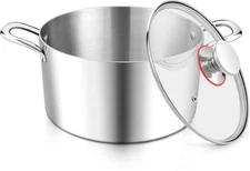 4 Quart Stock Pot Tri-Ply Stainless Steel Cooking Pot with Glass Lid