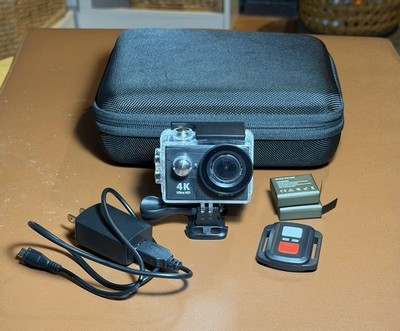 4K Ultra HD Wi-Fi Waterproof Action Camera Black w/ Case And Accessories